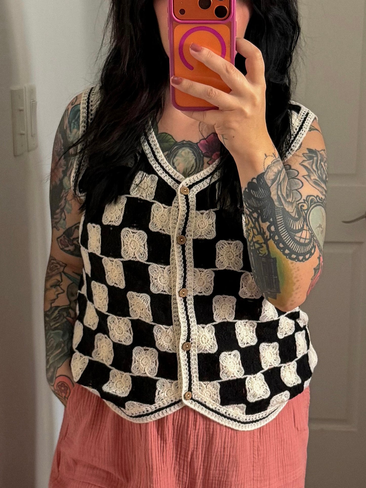 Knit Checked Vest