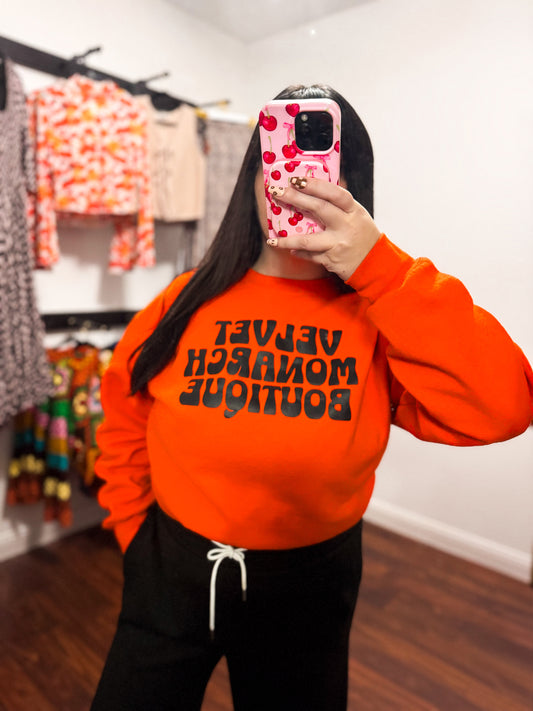 Velvet Monarch Orange Crewneck