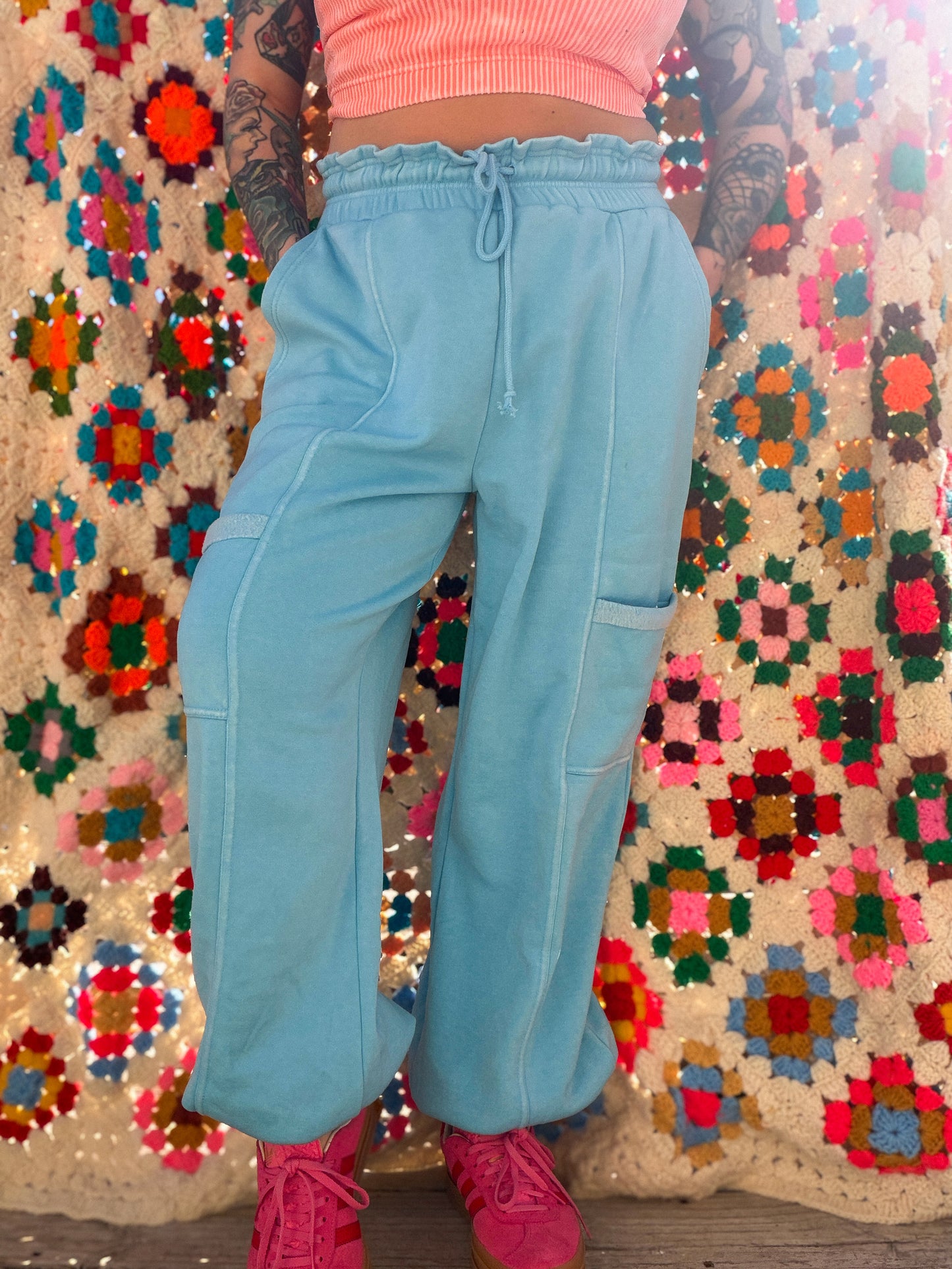Cloud Nine Wide-Leg Joggers : Blue
