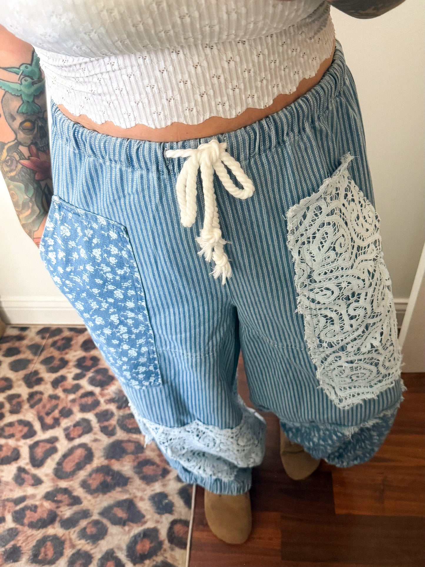 Denim Patchwork Joggers
