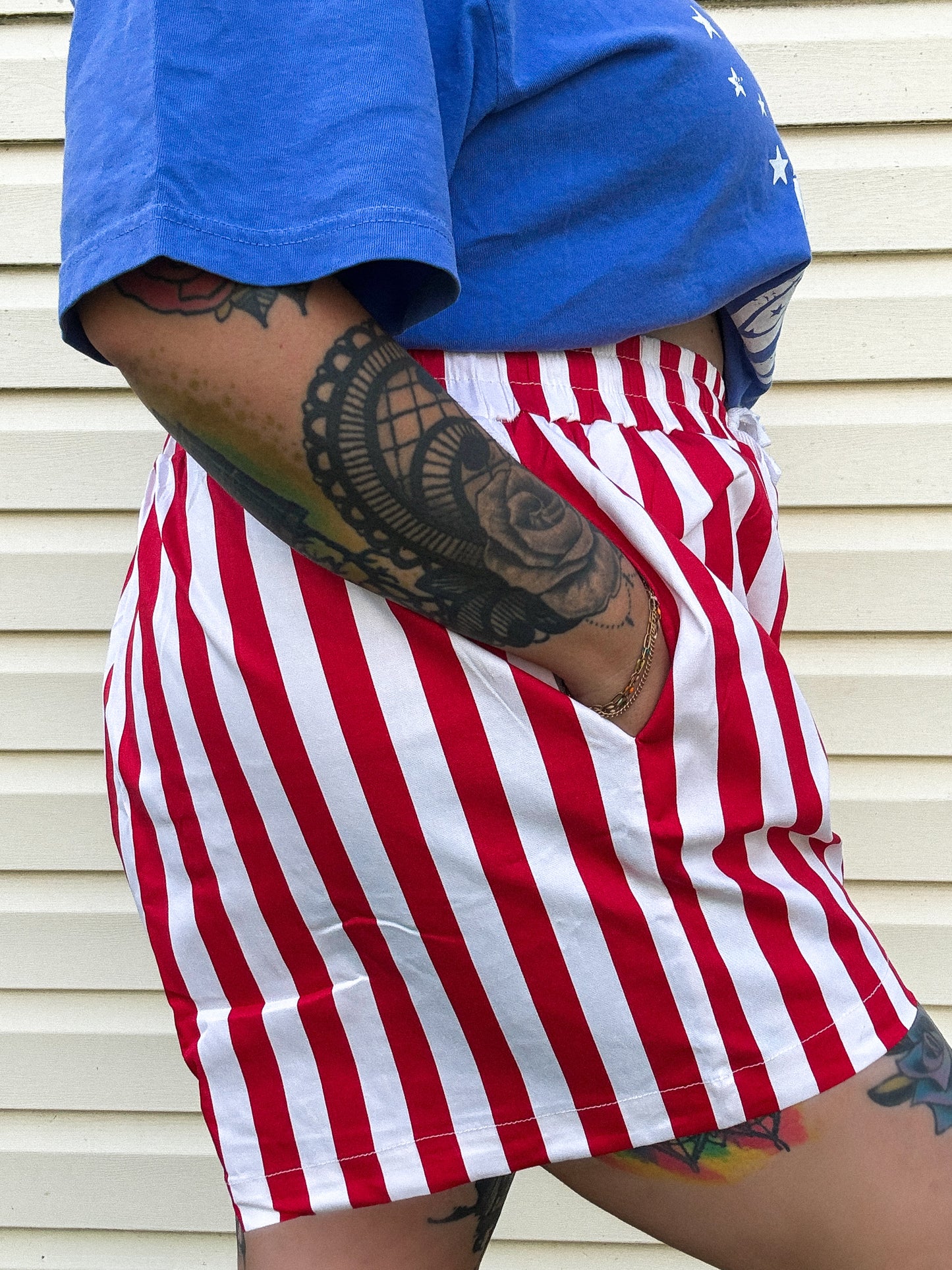 American Babe Striped Shorts (L/XL left)