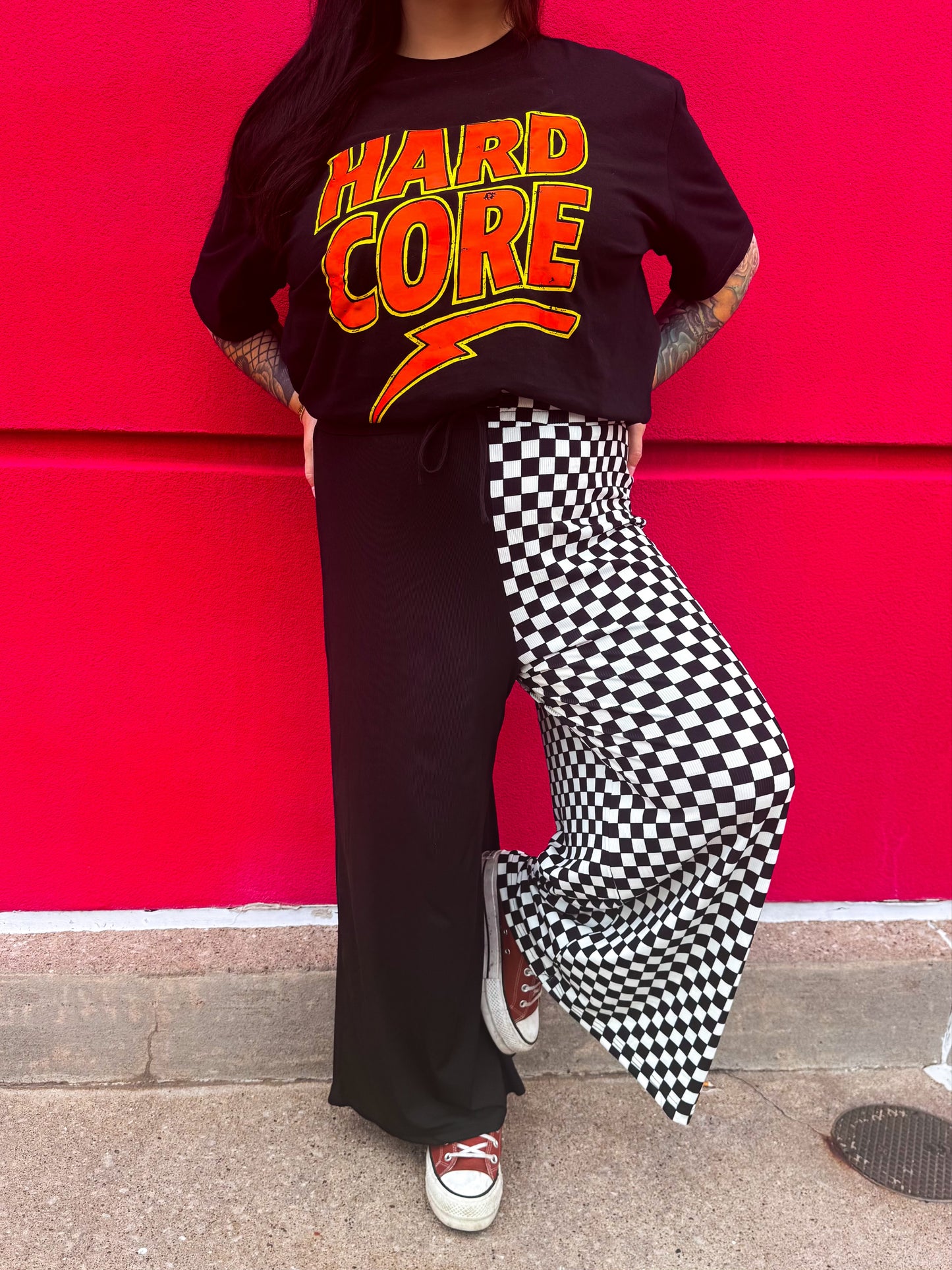 Half Checkered Pants | Black+White
