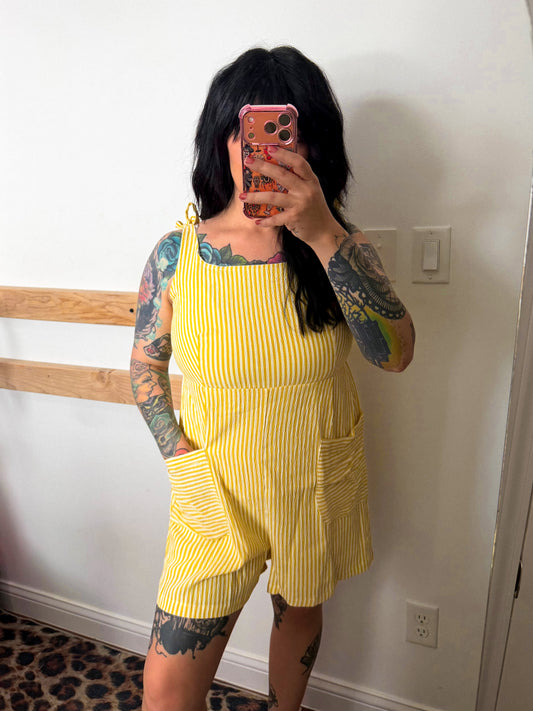 Yellow Striped Romper : NEW : L