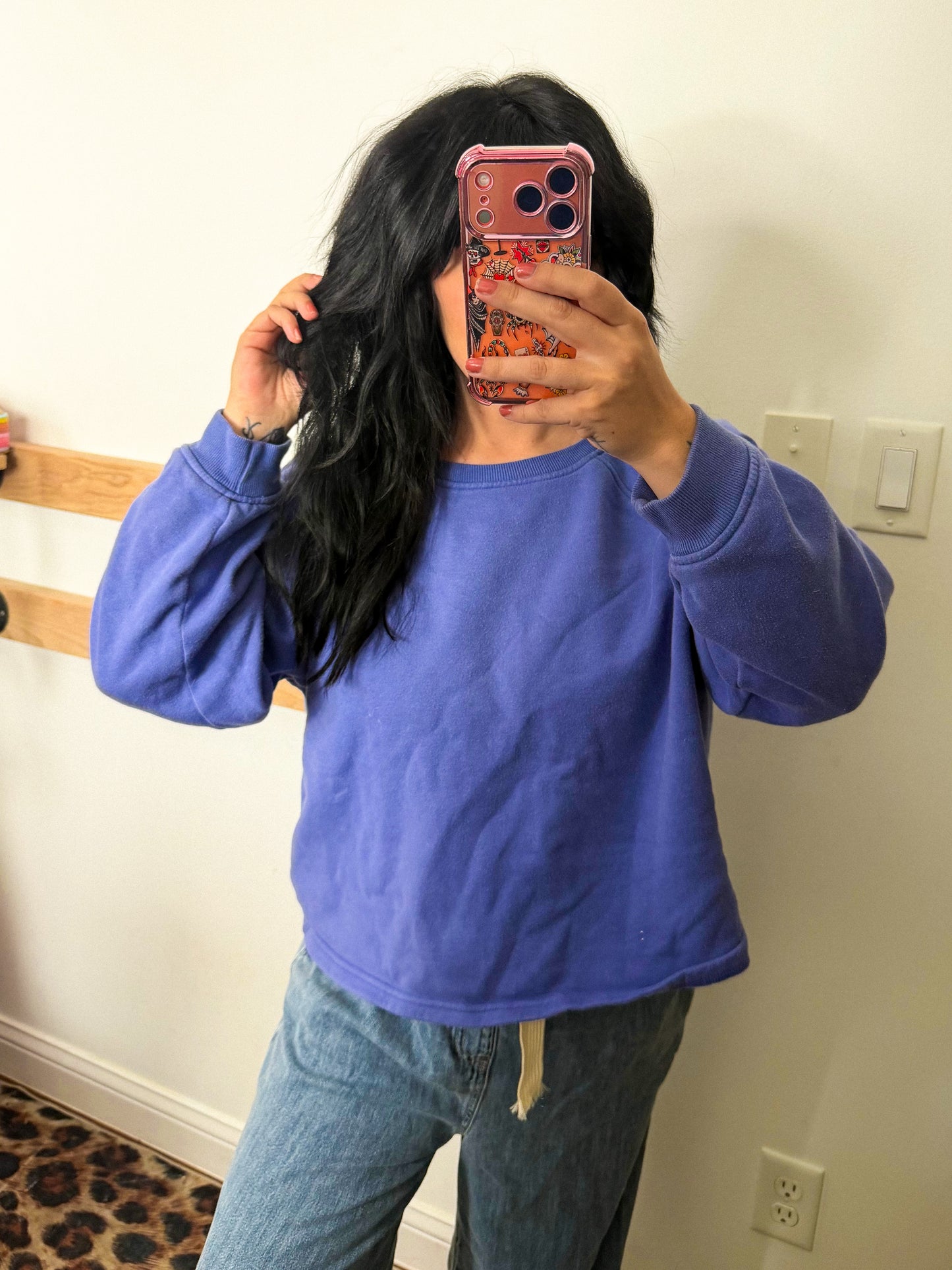 Indigo Cropped Crew : L