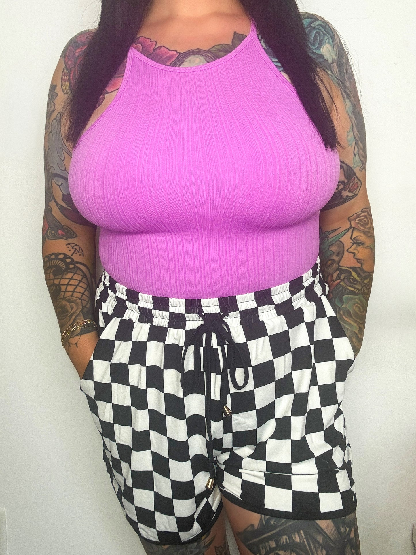 Halter Ribbed Tank | Grape