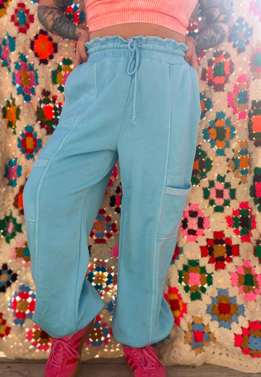 Cloud Nine Wide-Leg Joggers : Blue