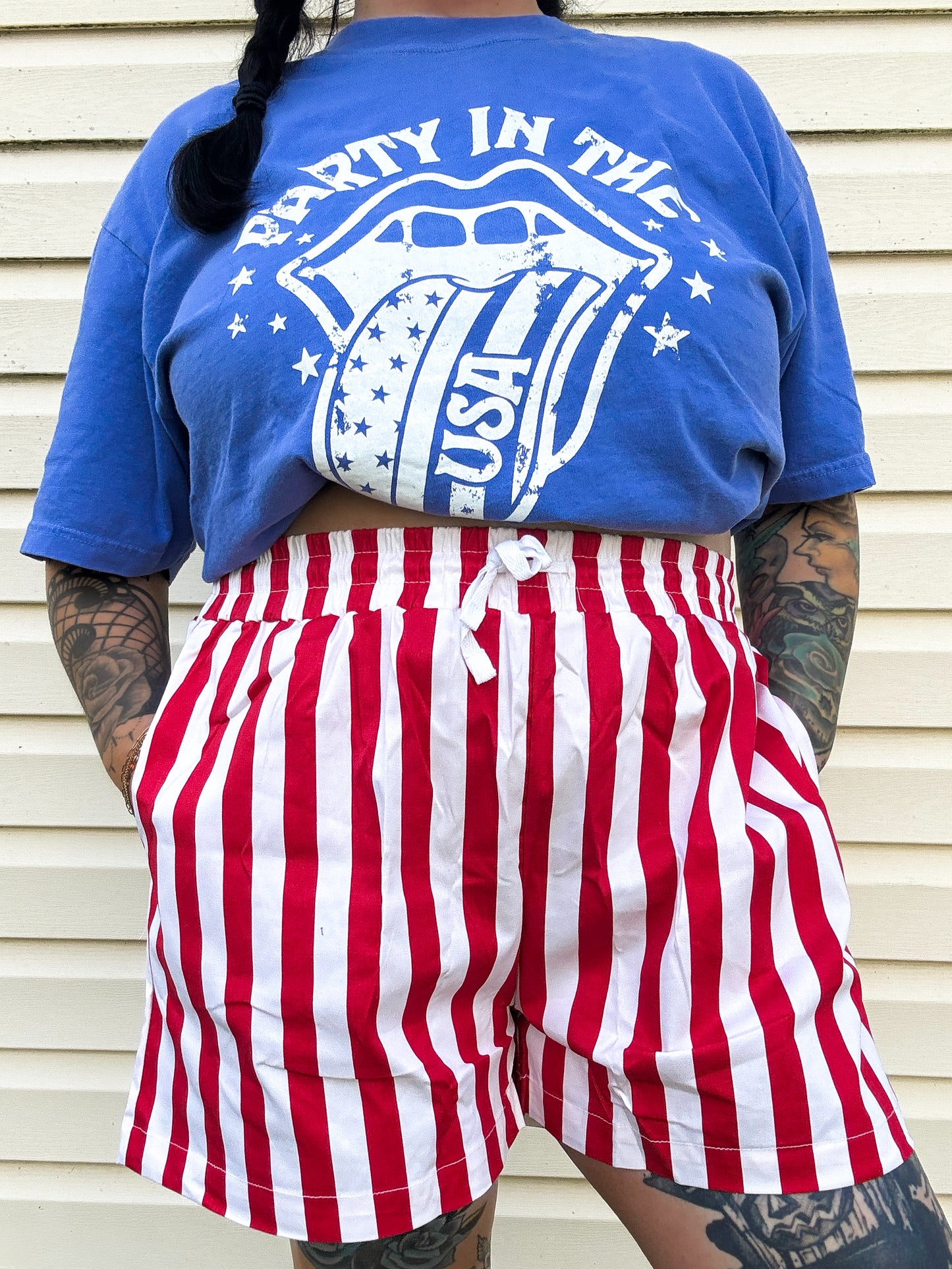 American Babe Striped Shorts (L/XL left)