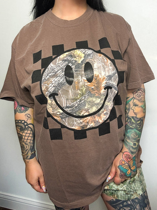 Camo Checkered Tee : Espresso