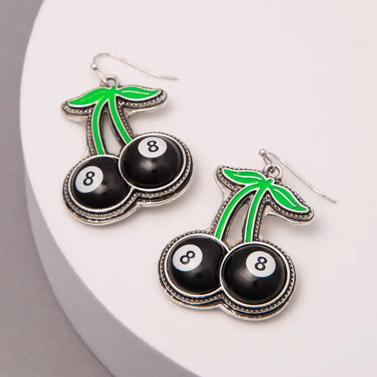 Eight Ball Cherry Earrings : PREORDER