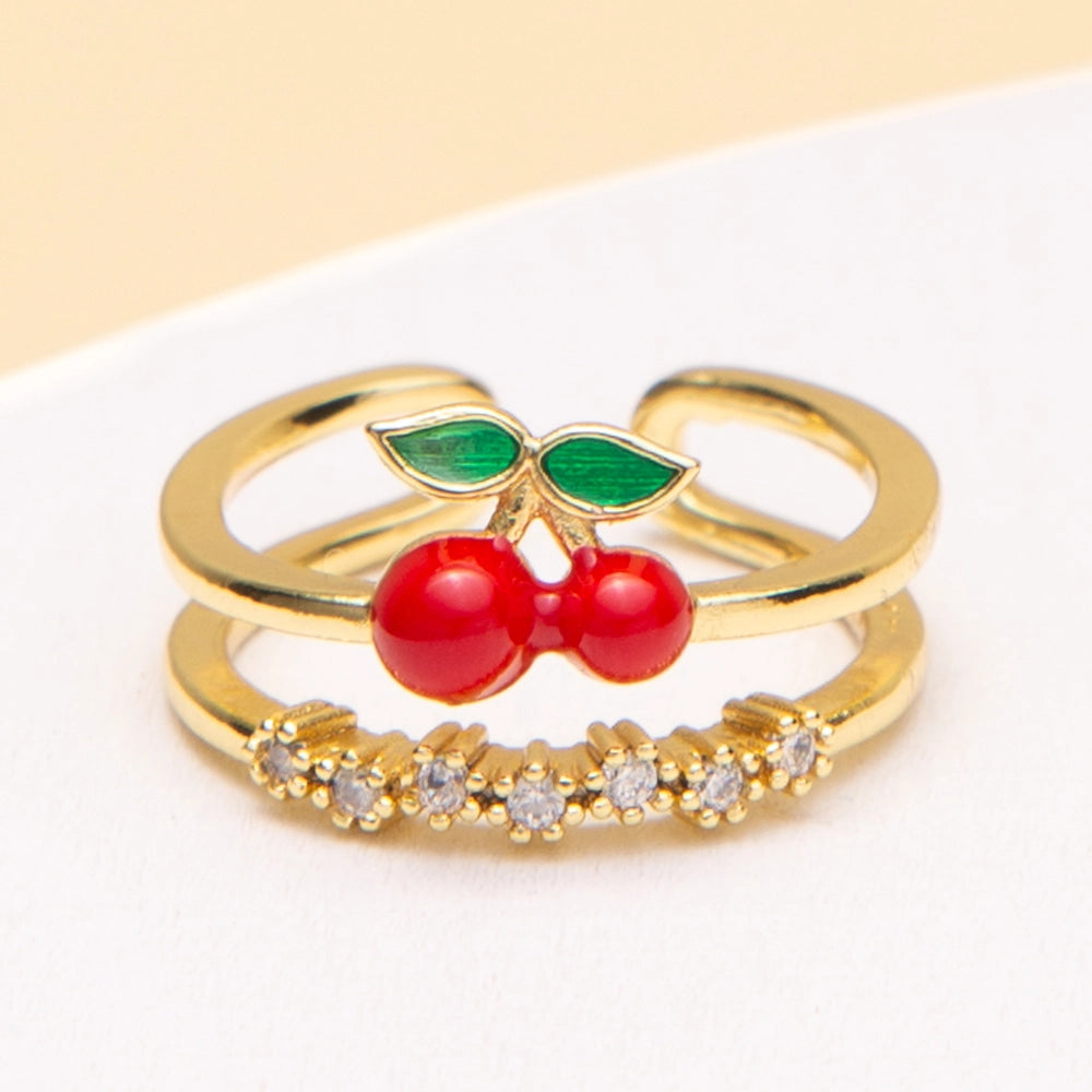 Cherry Rhinestone Cuff Ring : Preorder