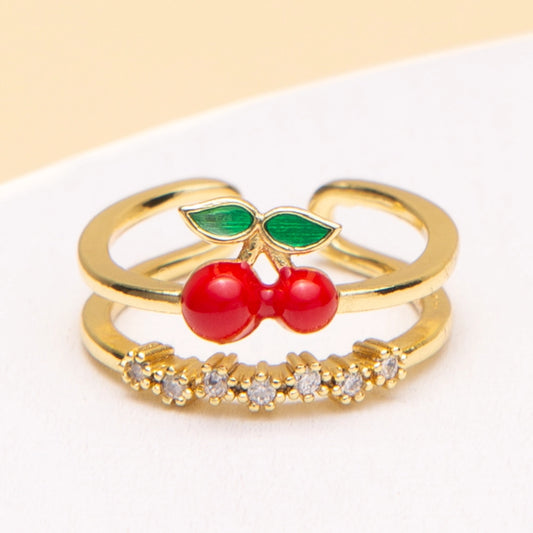 Cherry Rhinestone Cuff Ring : Preorder