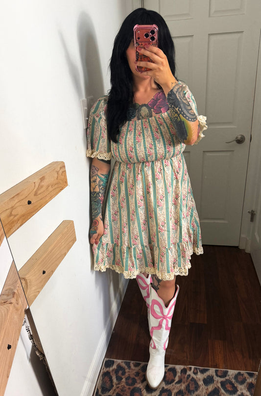 Marjorie Floral Stripe Dress