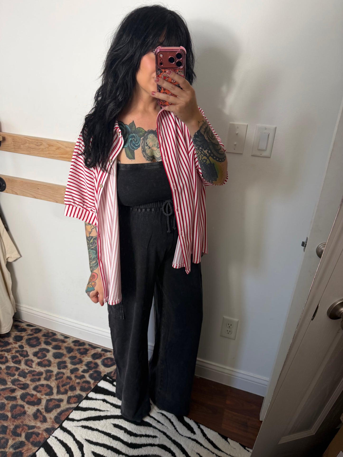 Red Striped Blouse : Oversized