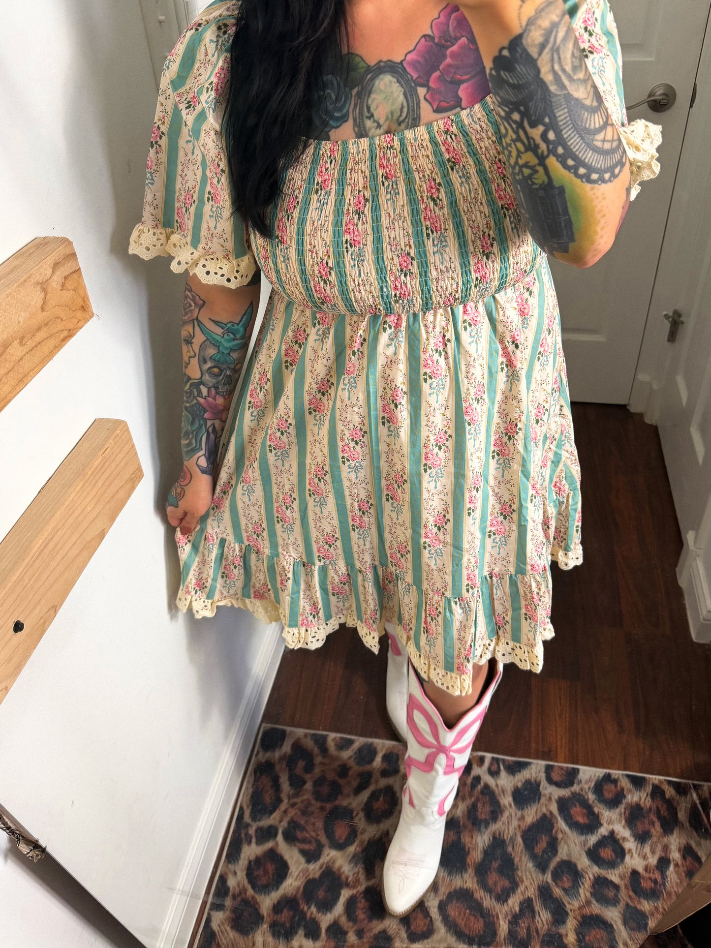 Marjorie Floral Stripe Dress