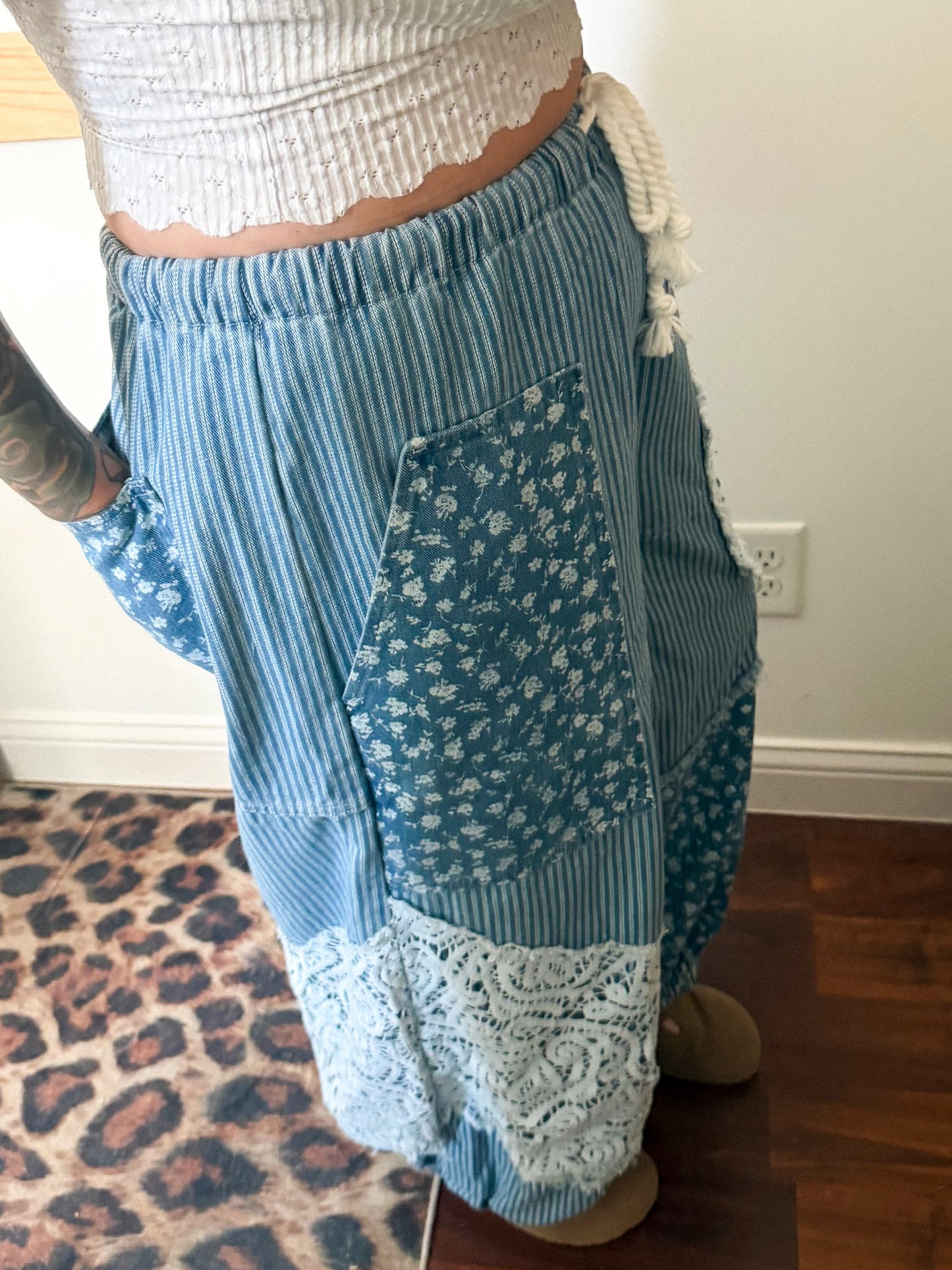 Denim Patchwork Joggers