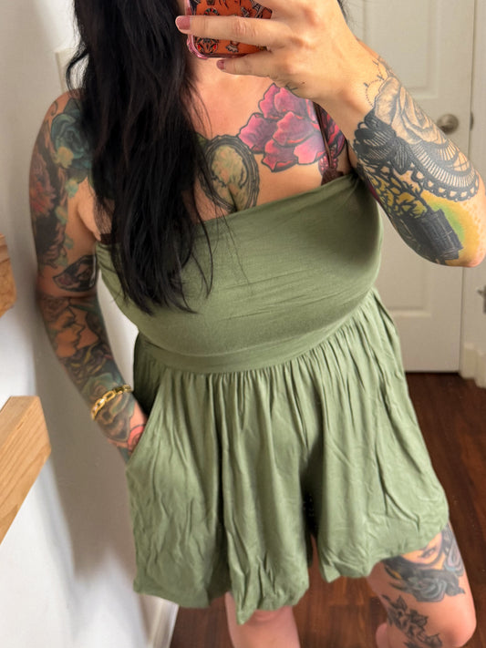 Rae Romper : Olive