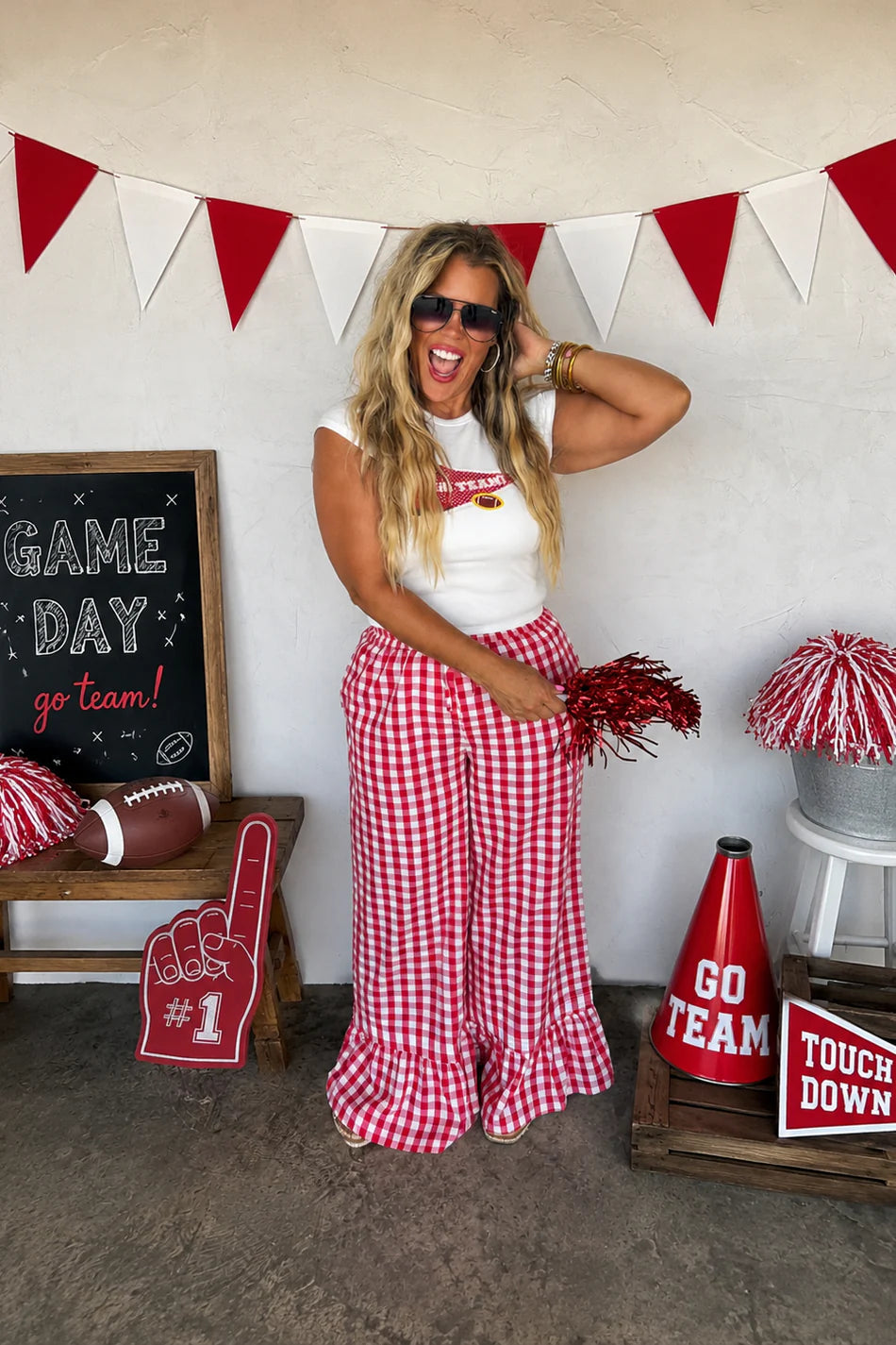 Gingham Ruffle Pants : PREORDER