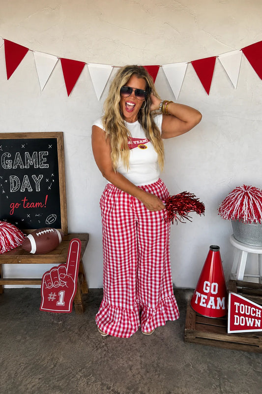 Gingham Ruffle Pants : PREORDER