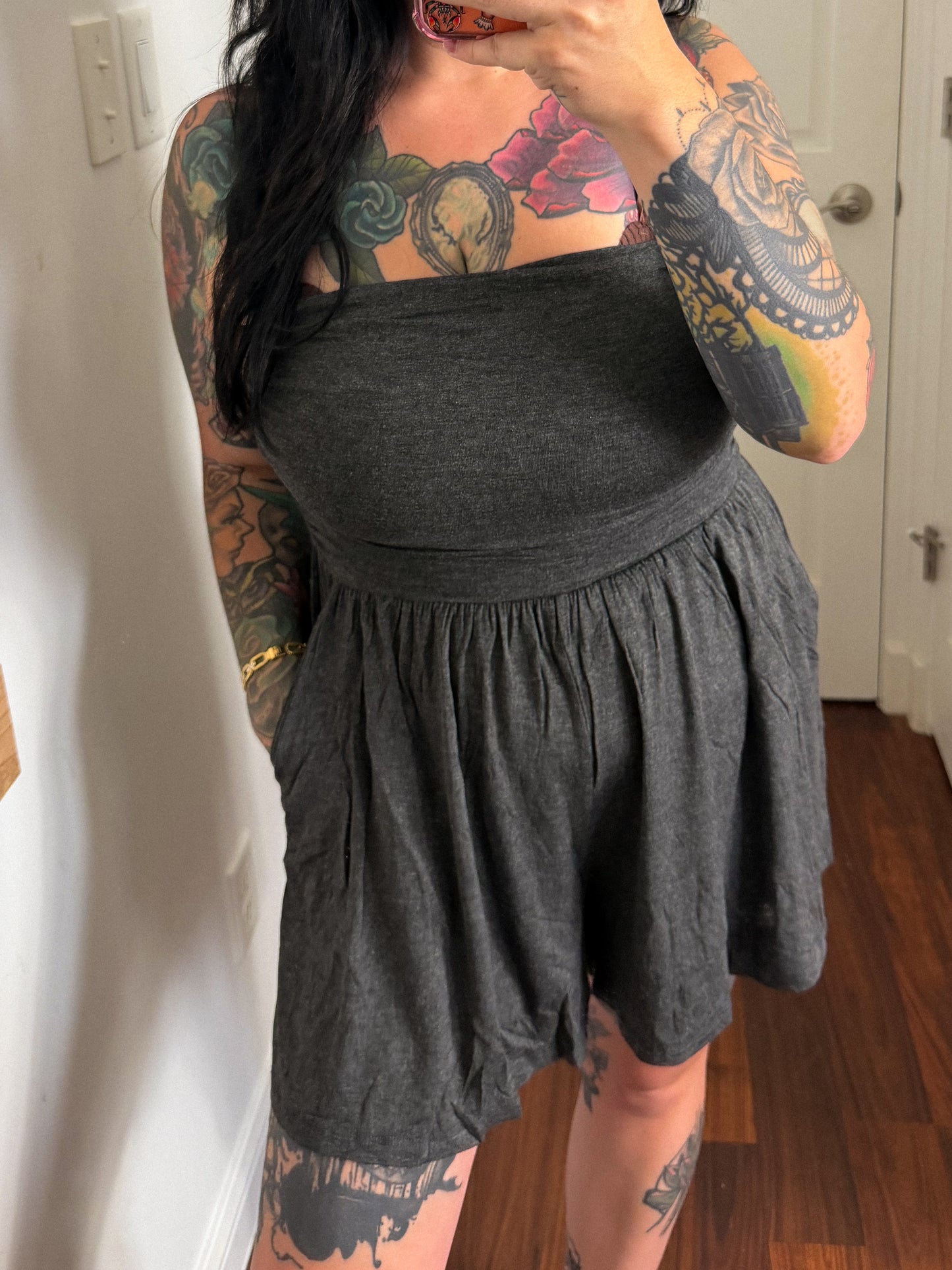 Rae Romper : Charcoal