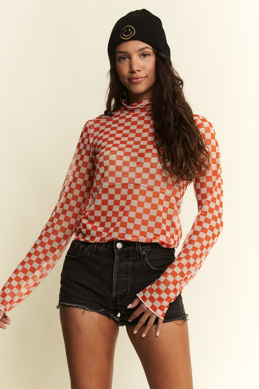 Fire Orange Mesh Top