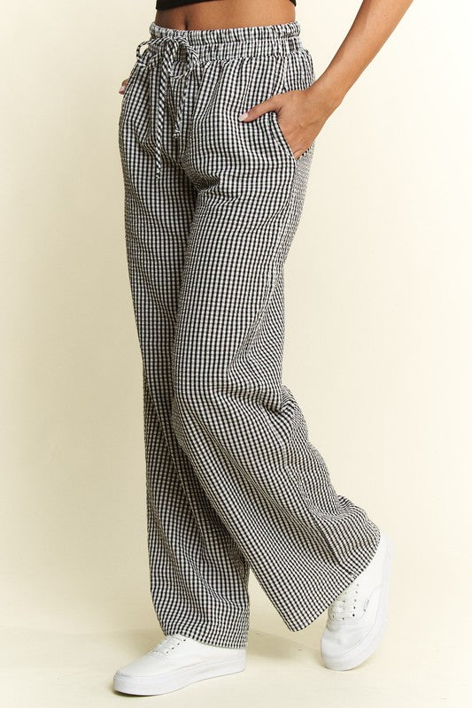 Gingham Plaid Pants : Black