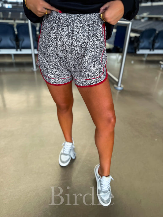 Leopard + Red Athletic Shorts