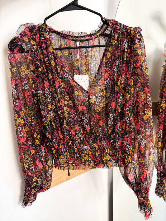 FREE PEOPLE FLORAL TOP : M : NEW W TAG