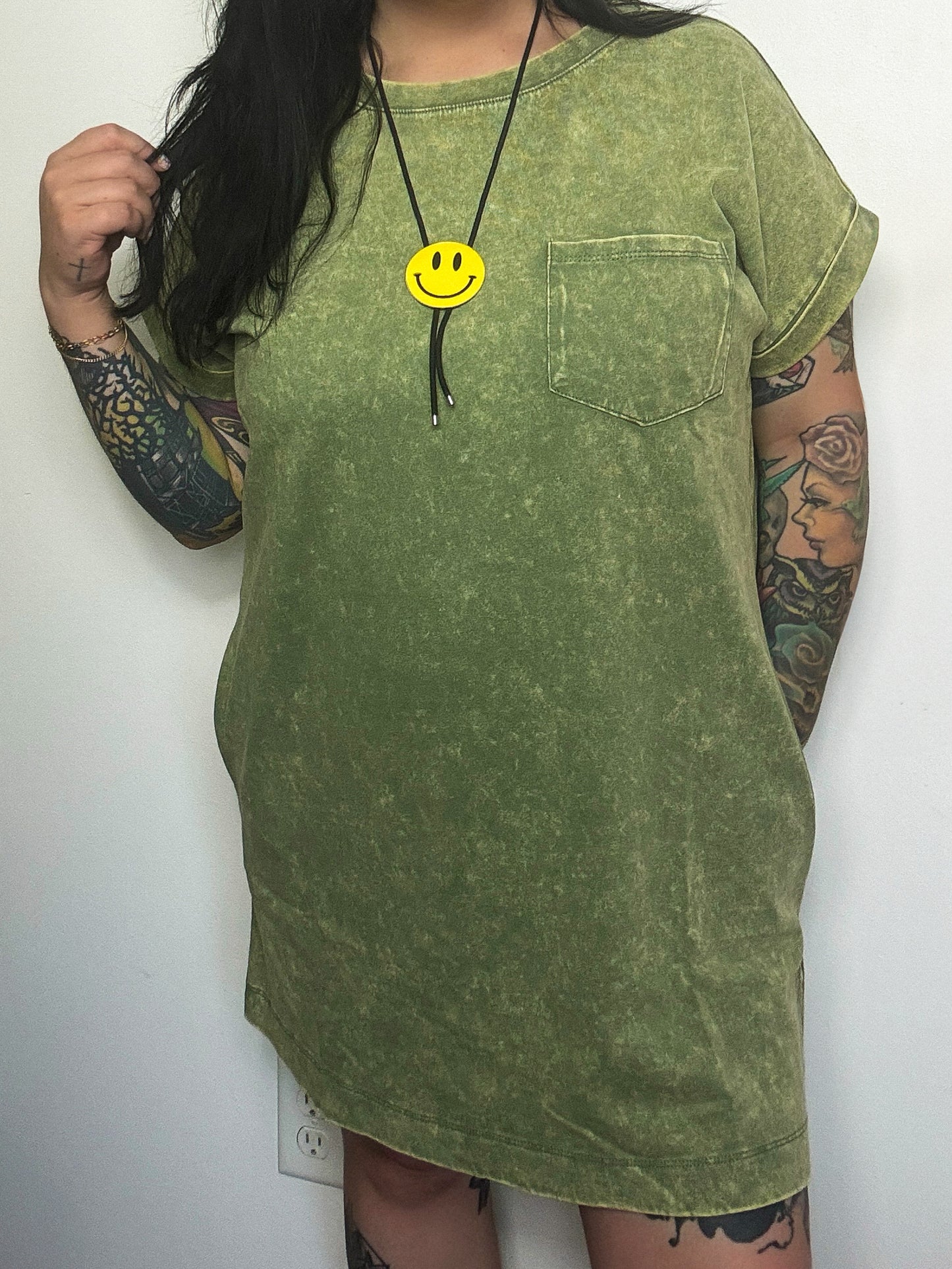 Olive Mineral T-Shirt Dress