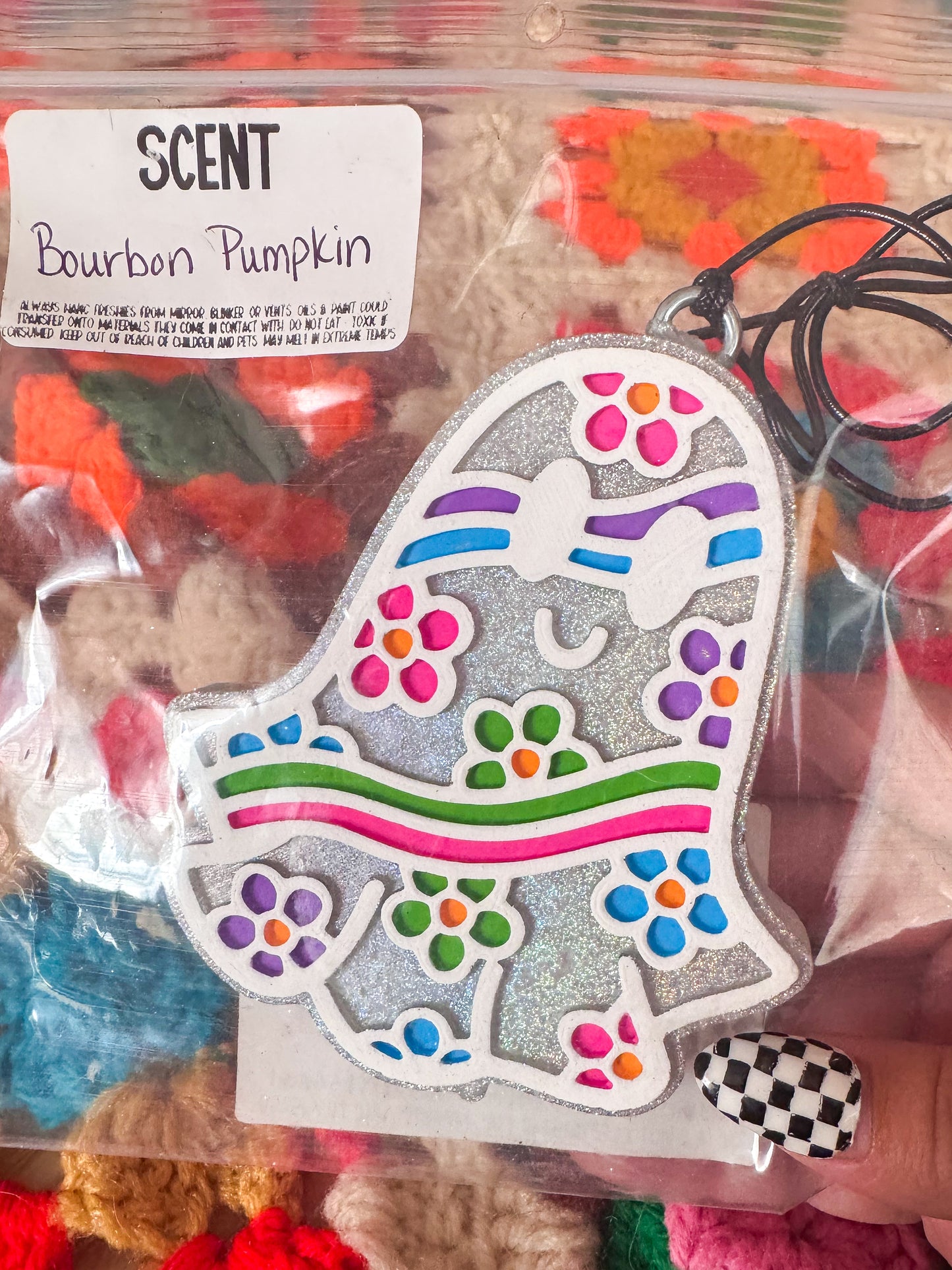 Floral Groovy Ghost Car Freshie