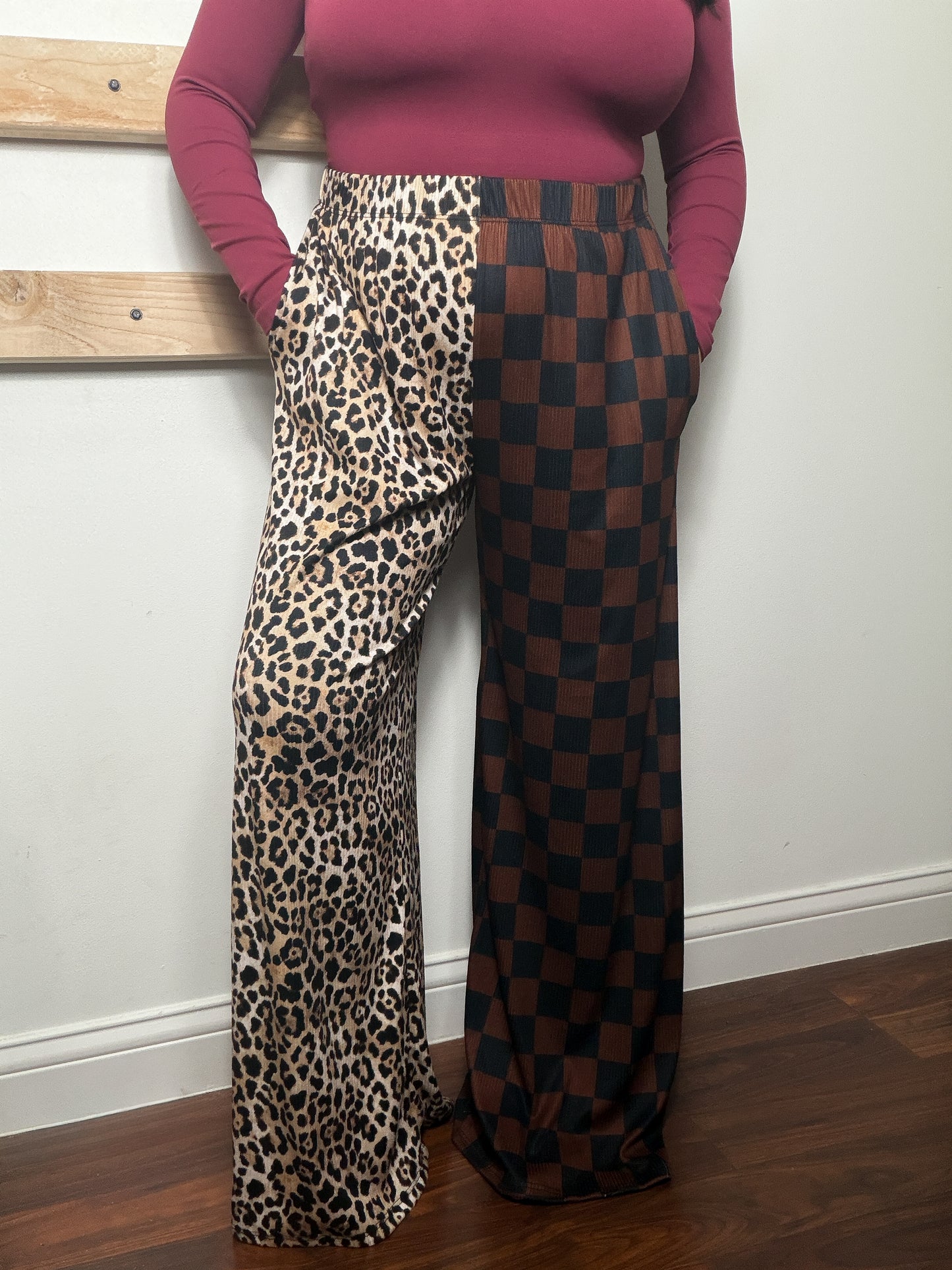 Brown + Black Split Checker Pants