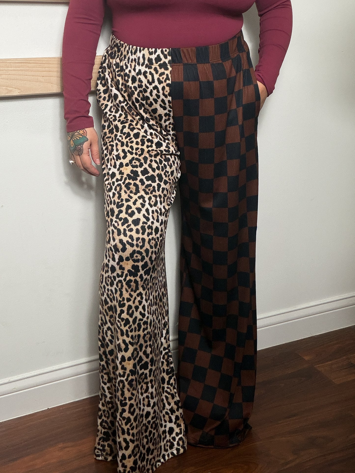 Brown + Black Split Checker Pants