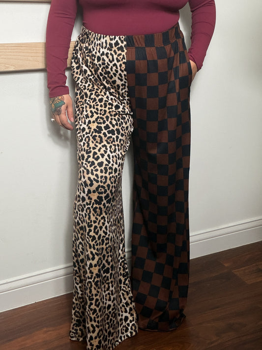 Brown + Black Split Checker Pants