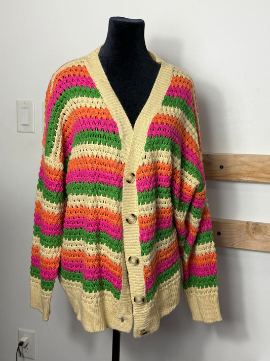 Stripe Vibes Cardigan : L