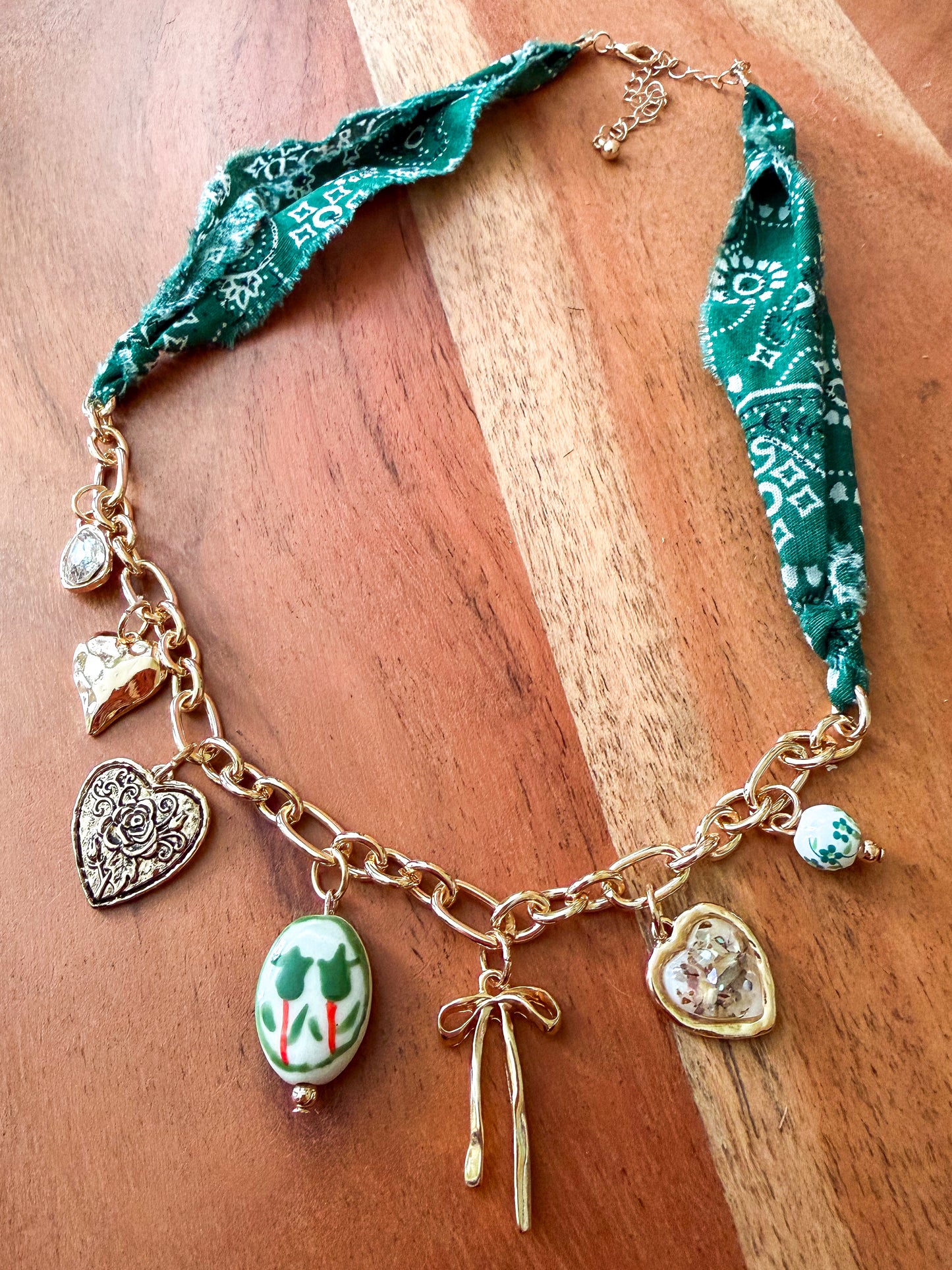 Green Bandana Charm Necklace
