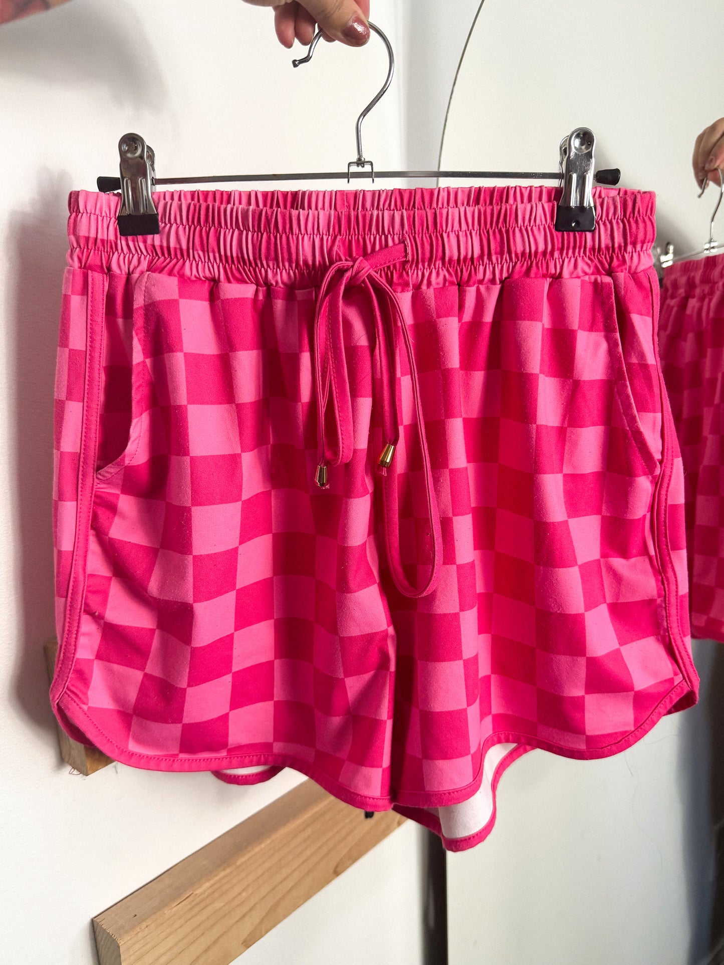 Pink Check Shorts : M