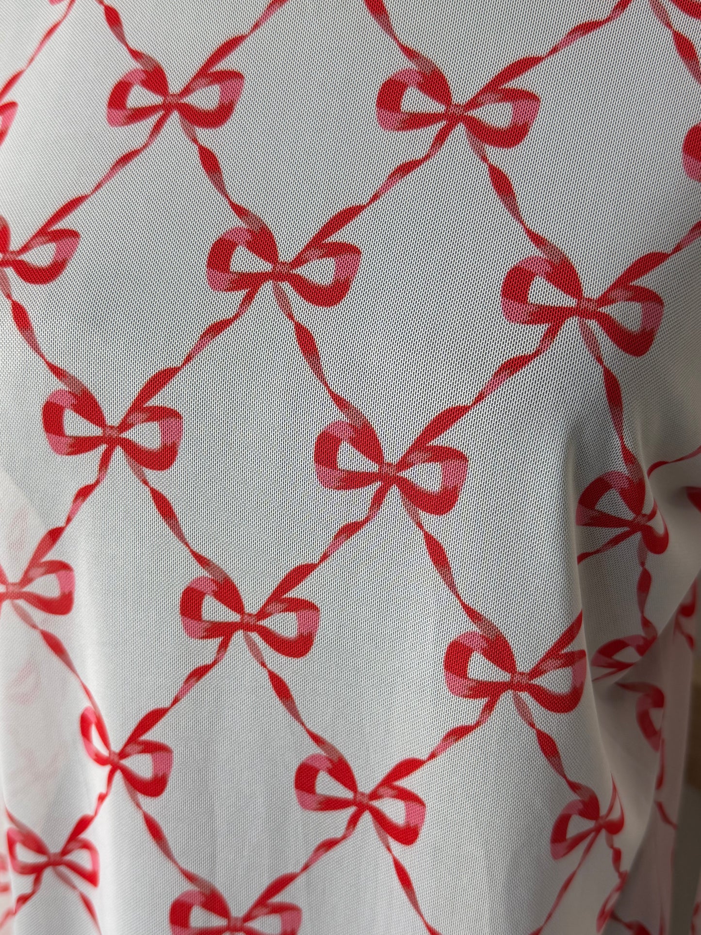 Red Bow Mesh Top