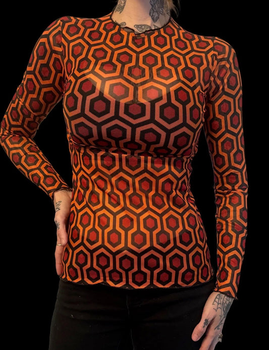 Orange Overlook Mesh Top