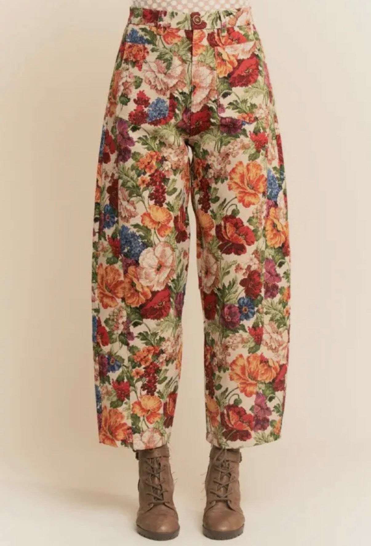 Vintage Floral Barrel Pants