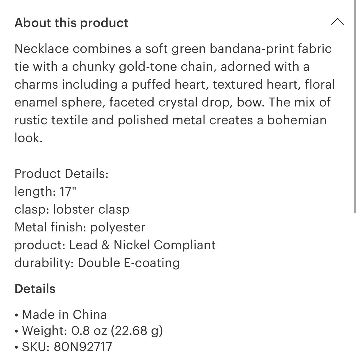 Green Bandana Charm Necklace