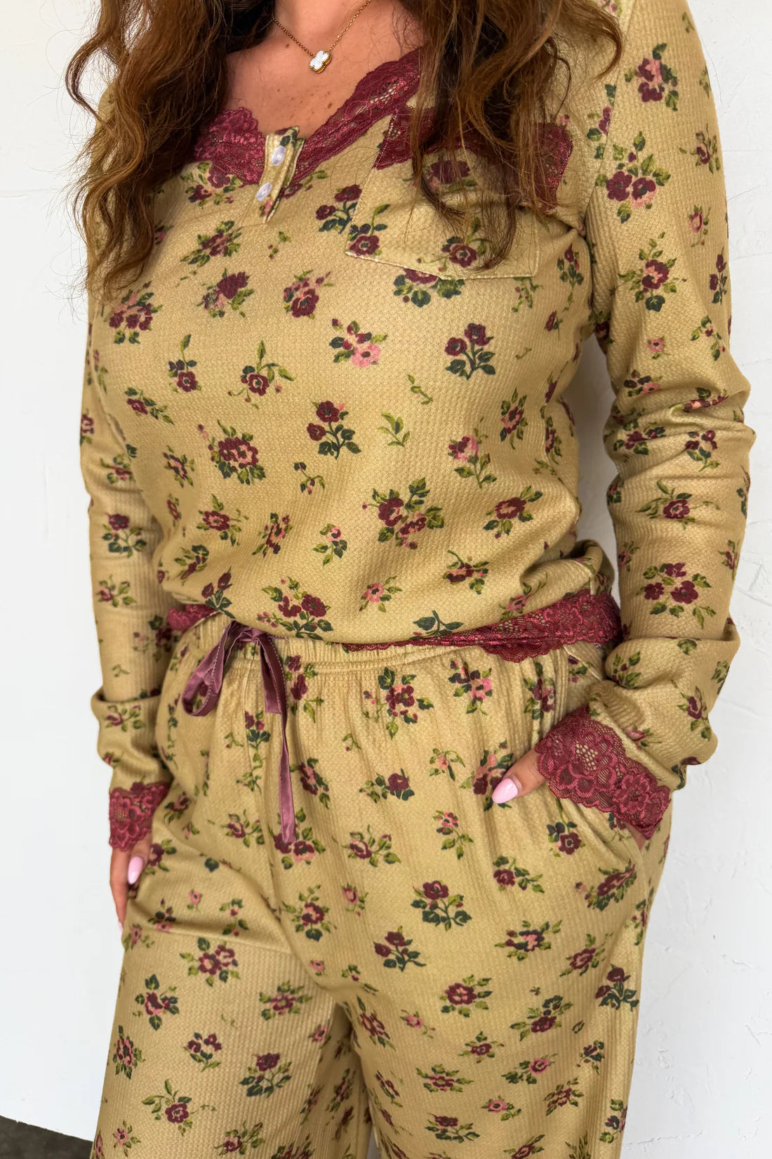 Floral & Lace Waffle PJs : 2 Options : PREORDER