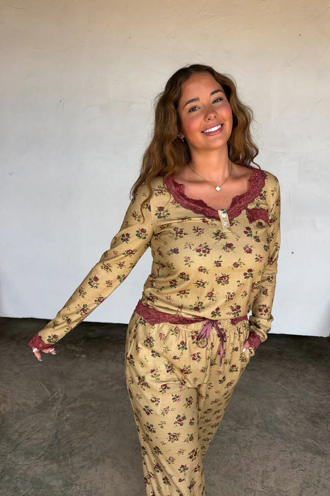 Floral & Lace Waffle PJs : 2 Options : PREORDER