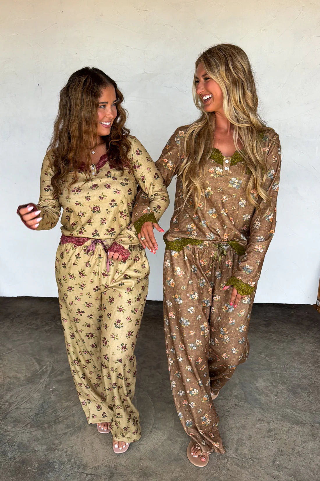 Floral & Lace Waffle PJs : 2 Options : PREORDER