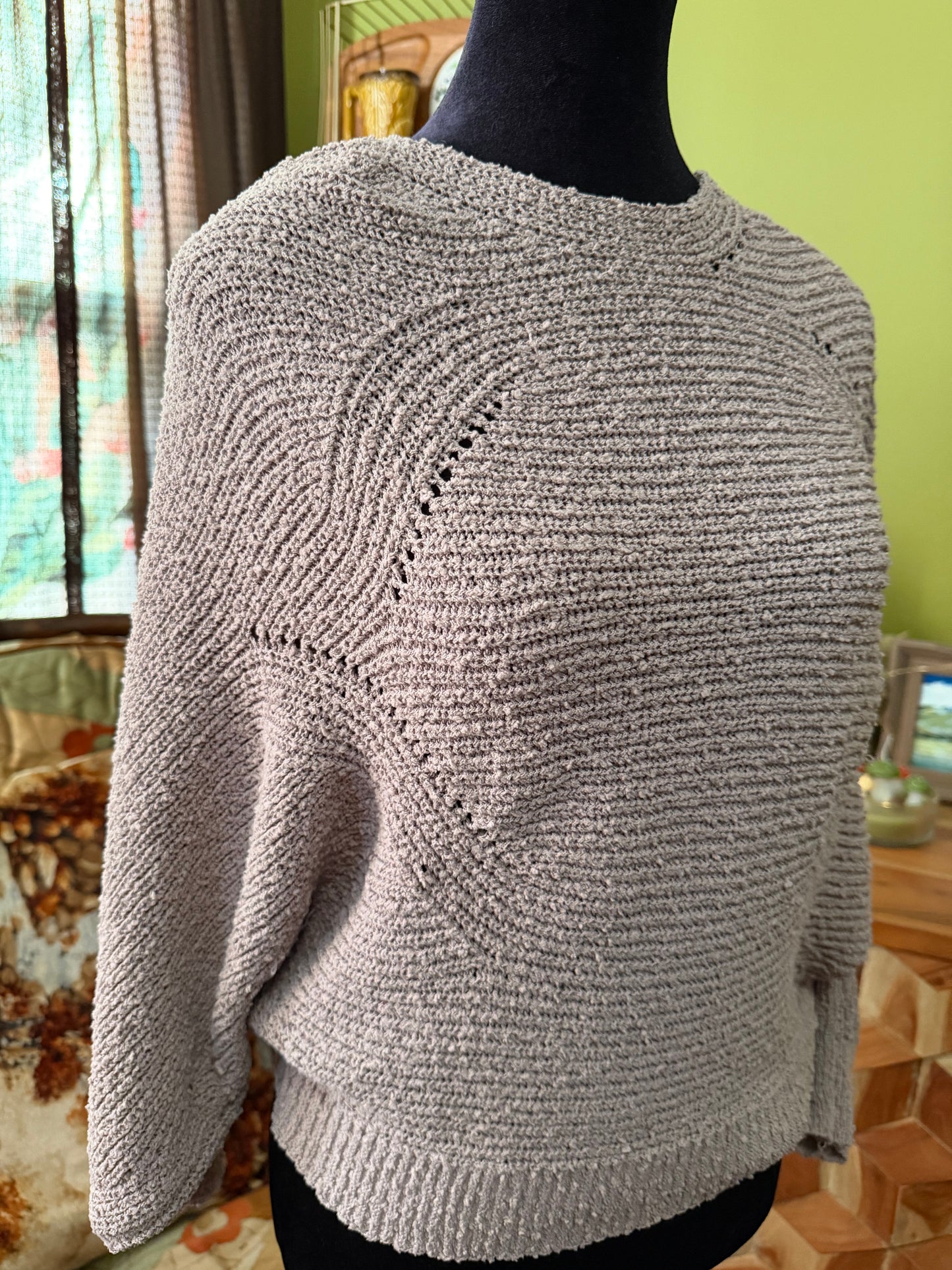 Beige Slouch Sweater Top : M