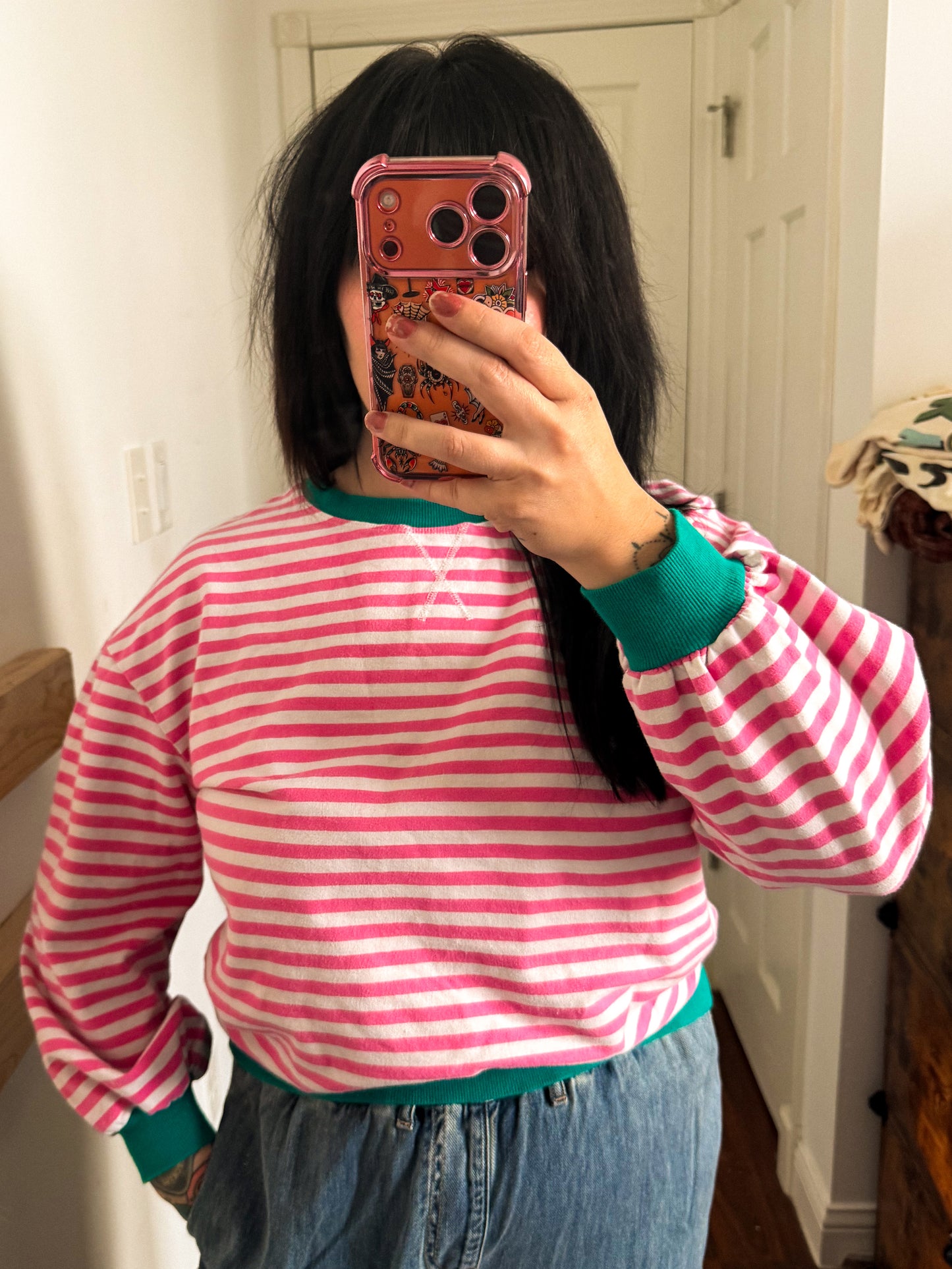 Pink Stripe LS Top : S