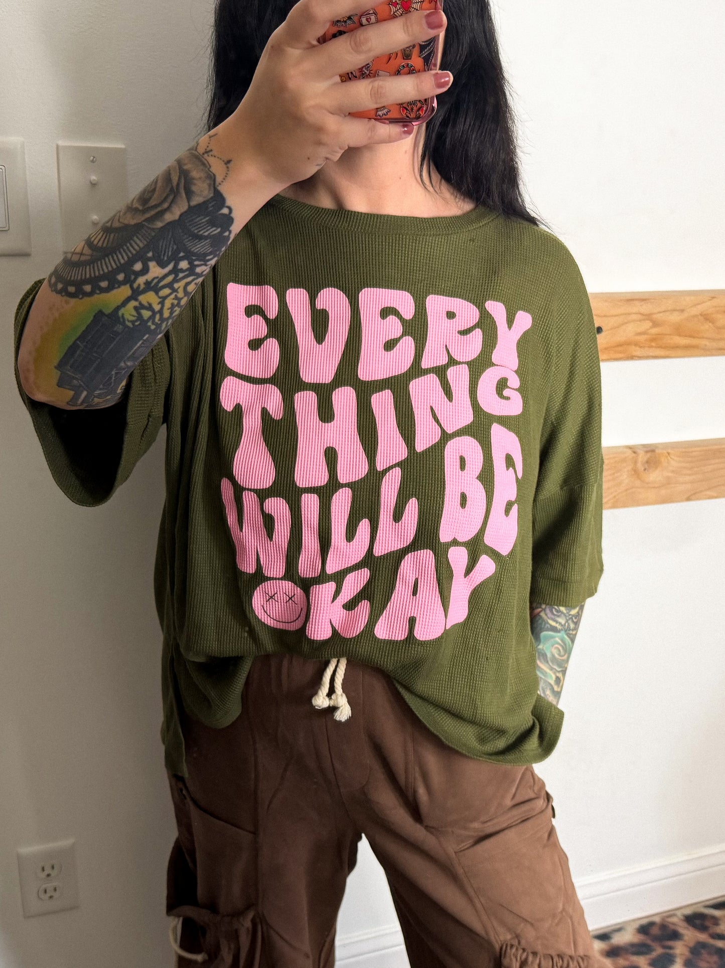 Be Okay Waffle Knit : L