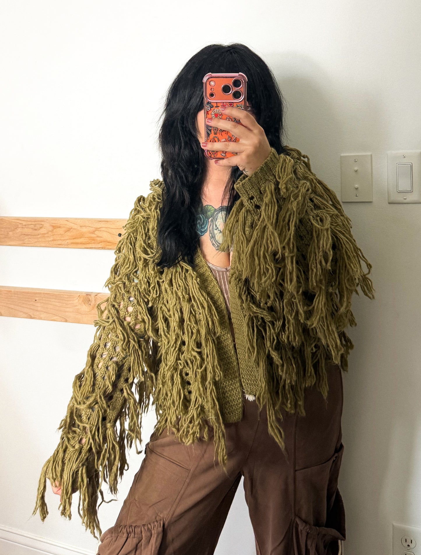 Green Shag Cardigan : Blue B : M