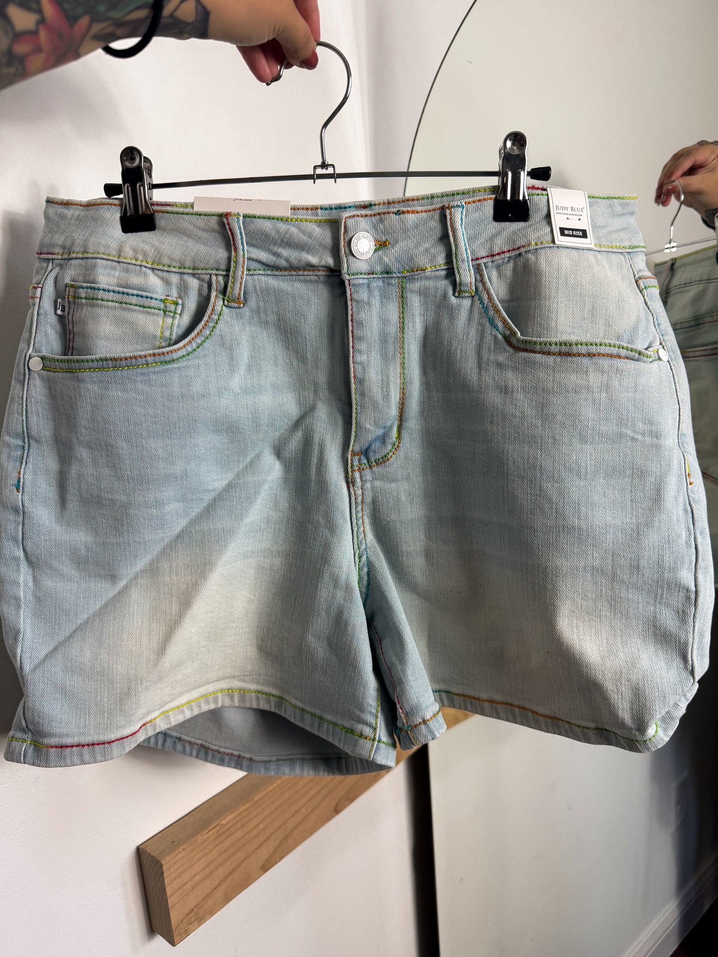 Rainbow Trim Judy Blue Shorts : NEW : 1X