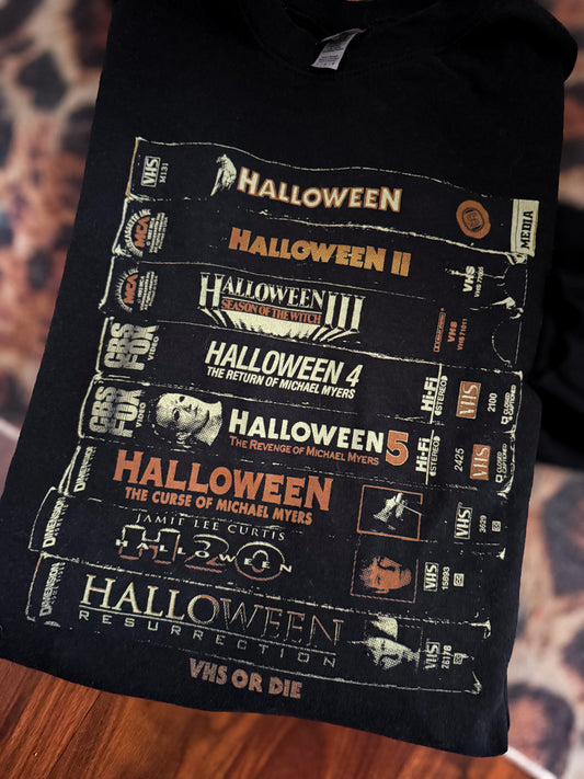 Halloween VHS Crew: L : Printed & Washed Never Worn