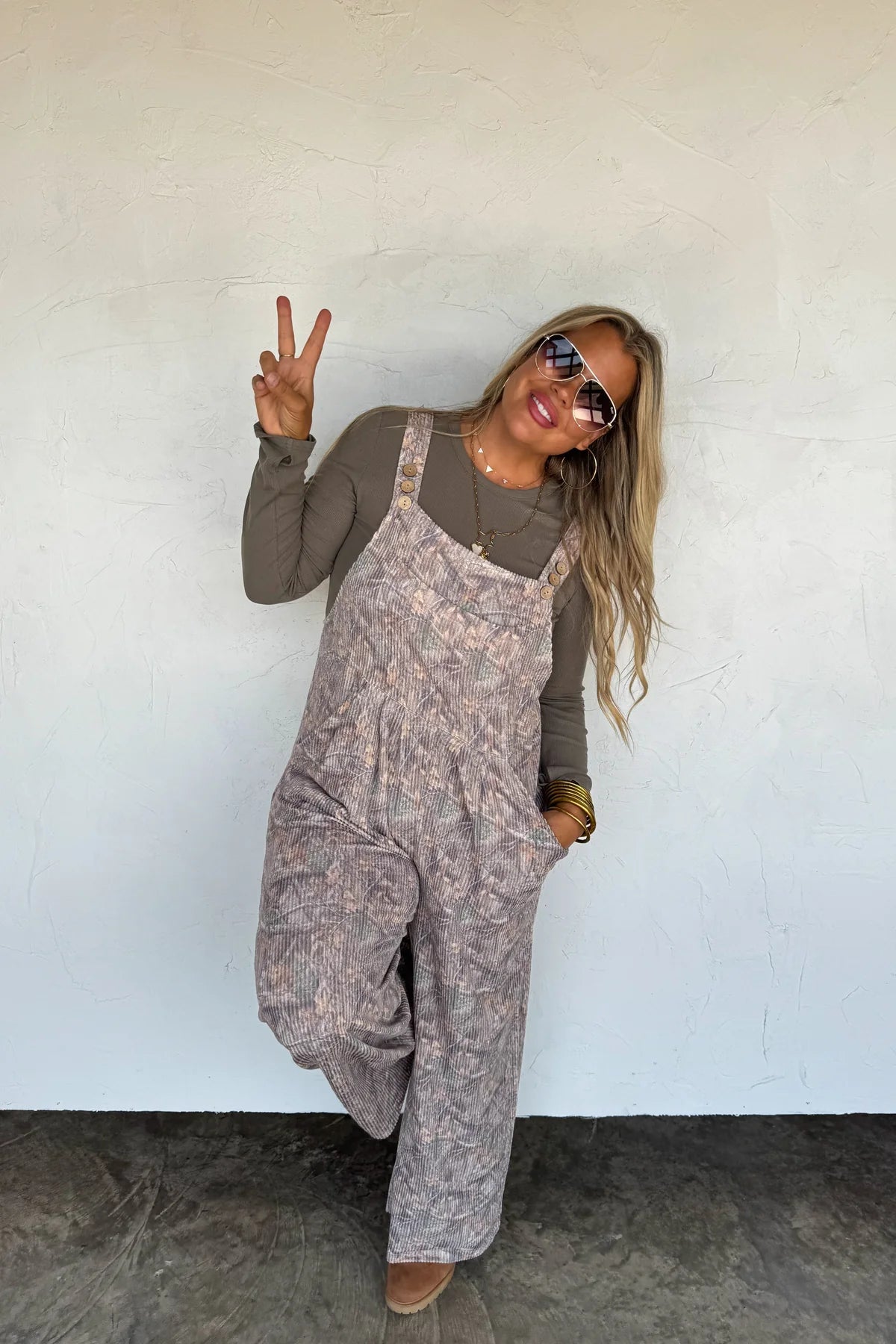 Camo Ribbed Overalls