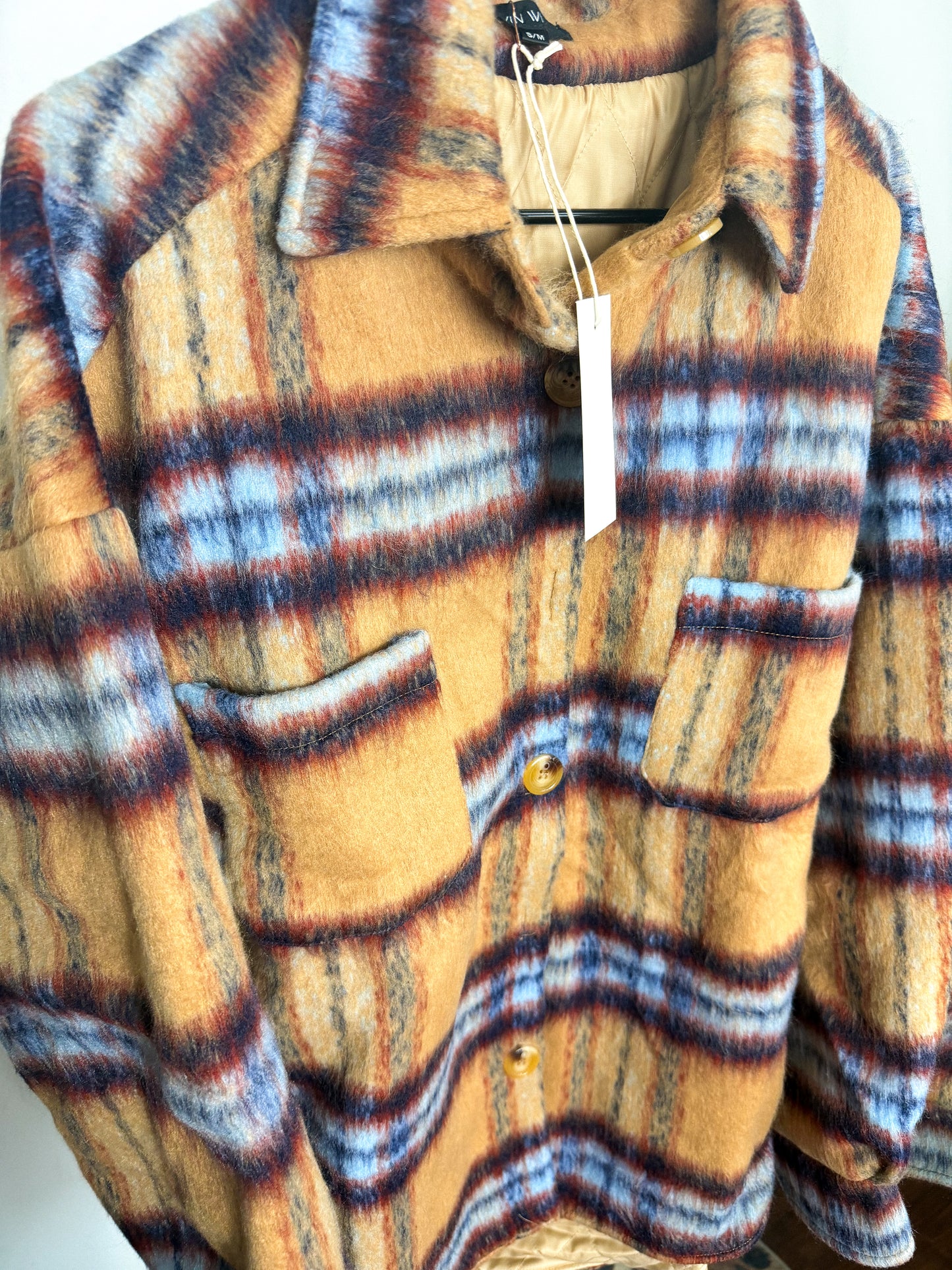 Camel Plaid Shacket : NEW W/ Tag : S/M